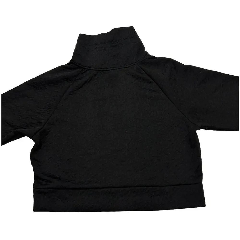 Juicy Couture Sport Funnel Neck Pullover Womens Size L Black Textured Relaxed